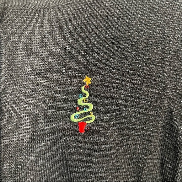Etoile black Christmas tree button front cardigan size medium - Picture 3 of 4